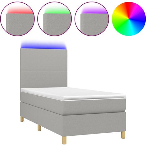 Maison Exclusive - Boxspringbett mit Matratze & LED Hellgrau 90x2