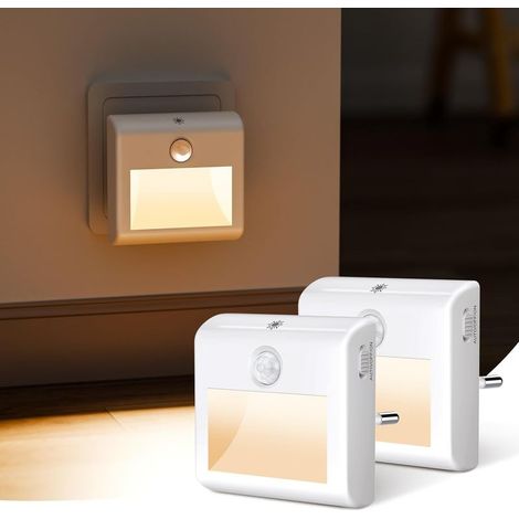 Veilleuse LED - Détecteur De Mouvement Et De Crépuscule - 3500-4000K - Réglage De La Luminosité - 3 Modes Auto/On/Off - 1,5 W - Lot De 2 (1/5)