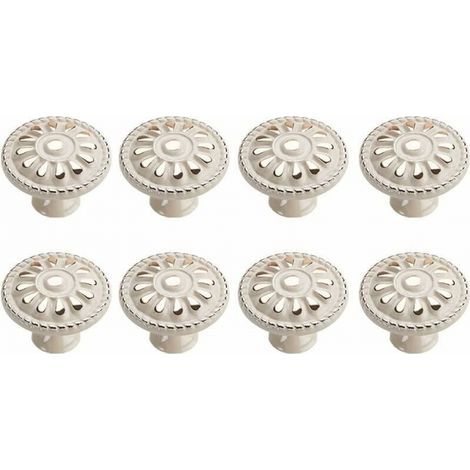 8 Stück runde Schubladengriffe, Schrankknöpfe, Schubladenknöpfe, Möbelgriffe, Küchenschubladen, Schranktürknöpfe, weiße Vintage-Möbelknöpfe (1/5)