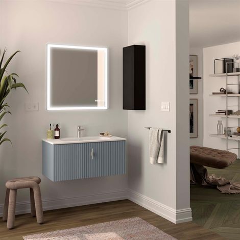 Armoire murale BIBA 900 1 tiroir métal et tiroir dissimulé BLUE FOG 897 x 405 x 450 mm (1/4)