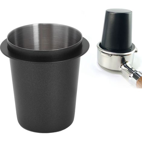 Doseur à café 58 mm en acier inoxydable, poignée pour machine à café, accessoire de dosage, noir (1/5)