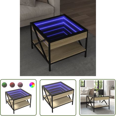 vidaXL Couchtisch mit Infinity-LED Sonoma-Eiche 50x50x38 cm (1/5)