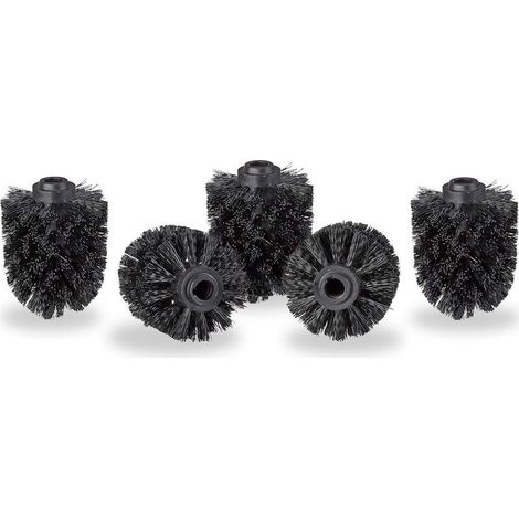 5 pieces Head of Replacement for Brush WC Plastic Black 8 x 8 x 10 cm- (1/5)