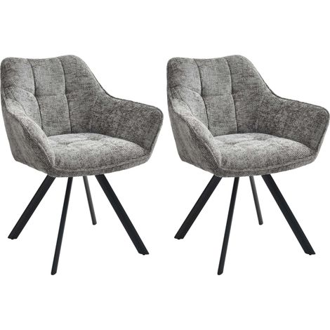 Set di 2 sedie da pranzo Scott grigio scuro Tessuto