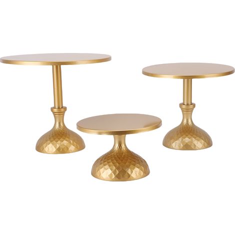 Support à gâteaux en fer, 3 pièces, support à pieds ronds, ensemble d'exposition de Table à dessert pour fêtes, mariages, célébrations, or (1/5)