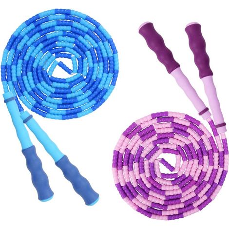 Corde à Sauter Réglable - Perles en Caoutchouc Souple - Pour Enfants et Élèves - Longueur 2,75 m - Lot de 2 (1/5)