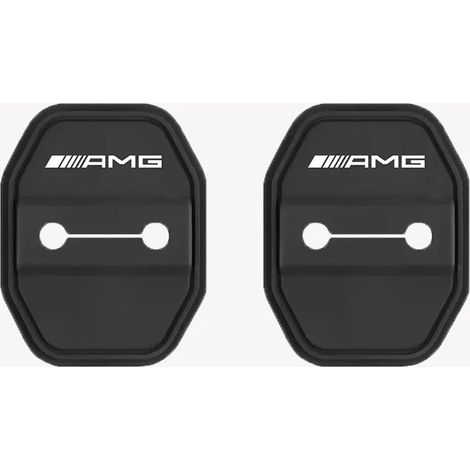 (Lot de 2 - AMG) Autocollants en silicone pour cache-verrouillage de porte, compatibles avec Mercedes-Benz AMG A180, A200, A260, W203, W210, W211, W205, W204, C, E, S, CLS et GLA. (1/4)