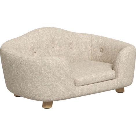 Hundebett und Katzenbett für kleine Tiere mit waschbarem Kissen 70 x 47 x 30 cm Creme MODENUIT (1/5)