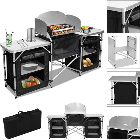 Randaco 164.5 x 104 x 52 cm Campingküche Klappbar mit 3 Arbeitsplatten – Outdoor Küchenstation mit Stauraum, Faltbarer Campingschrank für Garten, Camping (1/5)
