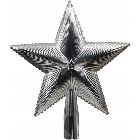 Puntale per albero di Natale, argento, stella infrangibile, 21,5x19 cm, moderno (1/2)