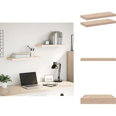 Étagères flottantes 2 pcs 60x23,5x4 cm bois d'ingénierie - Étagère Flottante - Étagères Flottantes - Étagère Murale - Étagère De Buanderie (1/5)