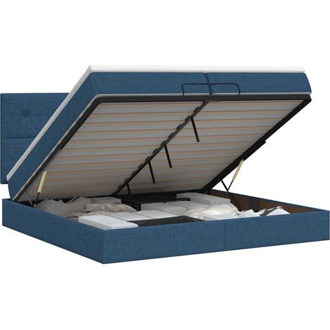 Maison Exclusive - Letto ottomano con materasso Blu 200 x 200 cm Tessuto (1/5)