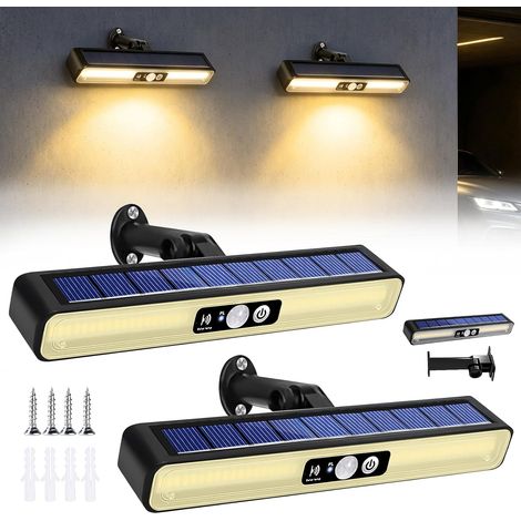 Lampe Solaire Extérieur Détecteur de Mouvement, 2 Pièces Applique Murale Solaire IP65 Étanche avec 3 Modes, 36 LED Lumière Solaire Extérieure Jardin, Allée, Balcon (1/5)