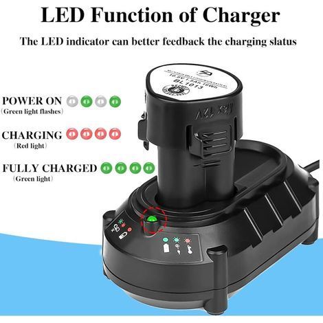 Compatible Chargeur pour Makita BL1013 BL1014 10.8V-12V Lithium-ION Batteries DC10WA Perceuse électrique Outils de Tournevis Alimentation de Batterie de Rechange (1/4)