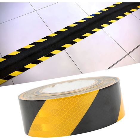 Ruban adhésif réfléchissant de sécurité, noir et jaune, 50 mm x 25 m (1/5)