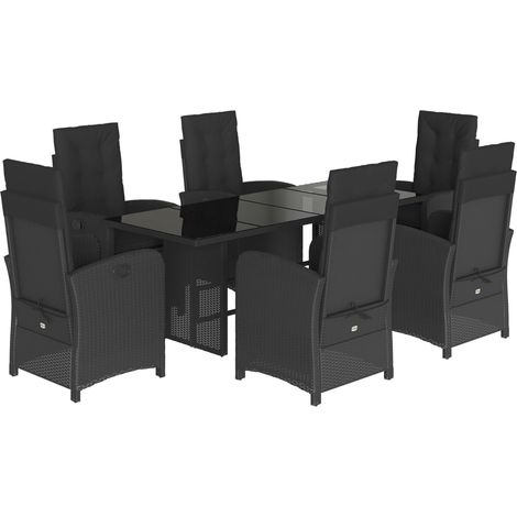 Maison Exclusive - 7-tlg. Garten-Essgruppe mit Kissen Schwarz Pol
