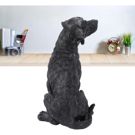 [Estatua de perro] Figura de cachorro hecha de resina, resistente al color y al agua, decoración de mesa para uso interior y exterior, color negro. (1/5)