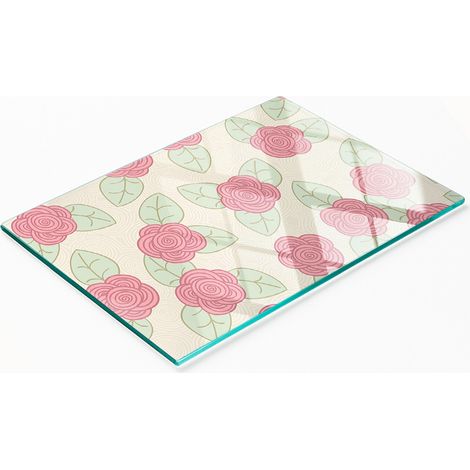 Vassoio decorativo in vetro con rose grafiche per servire snack, 80x52 cm (1/5)