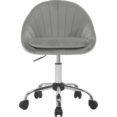 WOLTU Silla de Oficina Ergonómica Acolchada de Terciopelo Giratoria Regulable en Altura, Gris Claro