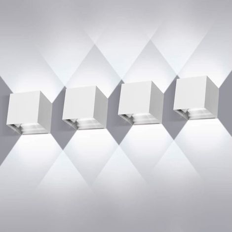 (Bianco-4 pezzi) Confezione da 4 applique a LED da 12W, impermeabili IP65, regolabili, con design verticale, luce bianca 6000K (1/4)