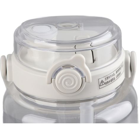 Gourde isotherme grande capacité (2000 ml) avec paille intégrée, finition mate, en polycarbonate et polypropylène. 2 modes d'hydratation. Fabriquée en blanc avec graduation et facile à transporter. (1/5)