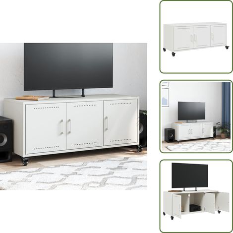 vidaXL Meuble TV blanc 100,5x39x43,5 cm acier (1/5)