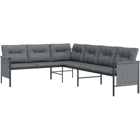 Canapé d'angle de jardin Divan de jardin anthracite acier et textilène (1/5)