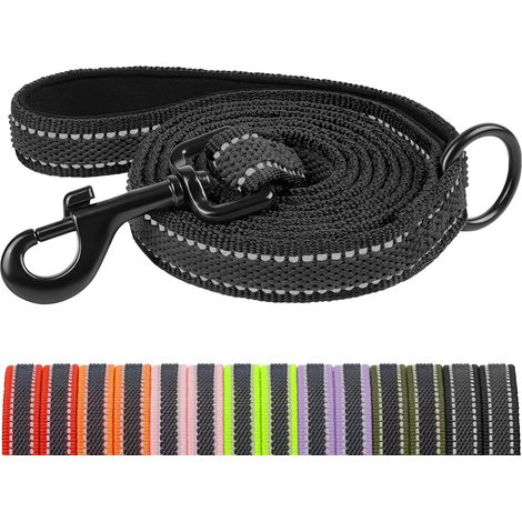 Dog Lead with Comfortable Handle, 1 m, 1.2 m, 1.8 m, 2 m, 2.2 m, 3 m, Solid and Reflective Lead for Small, Medium and Large Dogs, Control and Training Dogs, Black (1/5)