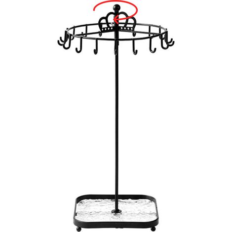 Porte-bijoux rotatif métal à poser avec socle démontable crown - Noir - Support pour colliers et accessoires [Porte-bijoux] [Ander] [Model Crown] [Rotatif métal] (1/5)