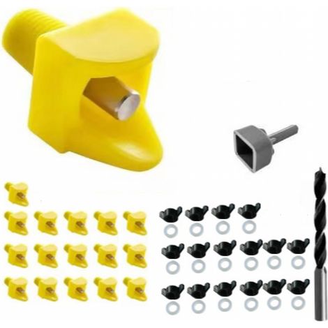 Abreuvoir pour poulets 16 pièces, montage latéral horizontal, système anti-fuite automatique, adapté aux poulets, canards, cailles, y compris un jeu de forets et des outils d'installation (1/5)