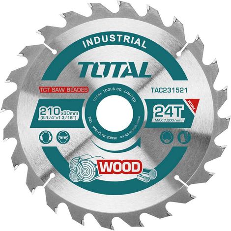 TOTAL DISCO LAMA SEGA CIRCOLARE TRONCATRICE TAGLIO LEGNO 24T 210mm