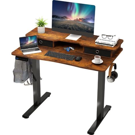 Scrivania elettrica regolabile in altezza con supporto per monitor 100x60 cm