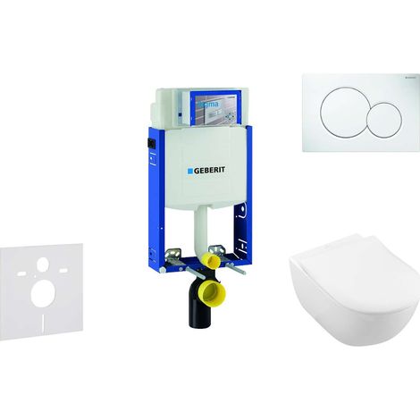 Geberit Combifix - Set per WC sospeso, modulo di installazione e copriwater Subway 2.0, DirectFlush, SoftClose, CeramicPlus a placca di comando Sigma01, bianco alpino 110.302.00.5 NI1
