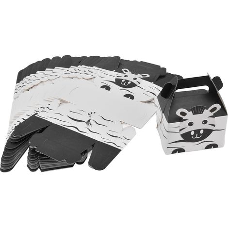 50 boîtes à bonbons en forme d'animaux, boîtes à biscuits portables, emballées à la main, motif zèbre, idéales pour les fêtes d'enfants. (1/4)