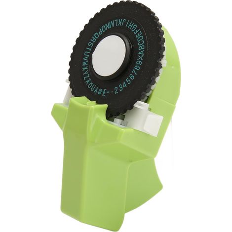 Machine à étiquettes portable verte, parfaite pour le bricolage et projets DIY, design ergonomique avec rubans fournis.