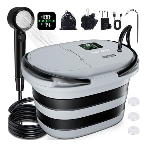 Portable Shower, Camping Shower, Foldable, LED Display, Speeds for Fruits, Bathing Pets and Camping (1/5)