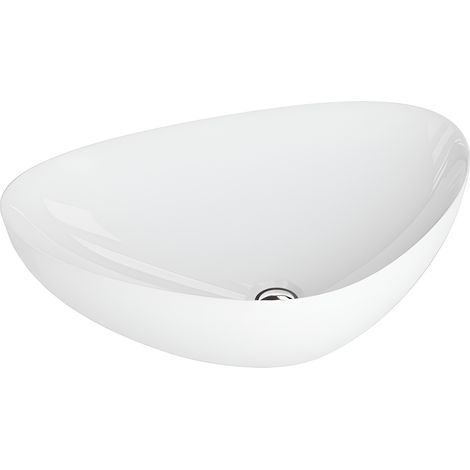Vasque à poser LAVITA Vasque à poser élégante et compacteProduit en porcelaine de haute qualité triangulaire 59x39x13,5 cm  Blanc brillant