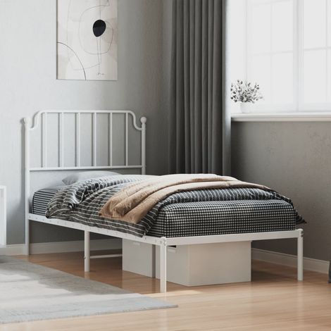 Estructura cama sin colchón con cabecero metal blanco 90x200 cm vidaXL (1/5)
