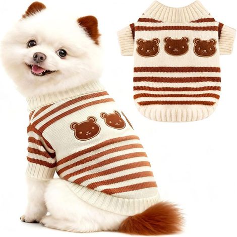 Pull pour chien motif ours, doublure polaire élastique, vêtement d'hiver chaud (petits chiens, chats)