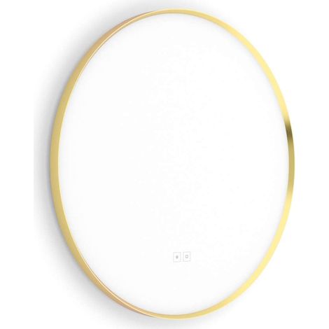 Nimco - Espejo con iluminación LED, 60 cm de diámetro, dos sensores táctiles, oro cepillado ZPZ 61000RVX-Z (1/5)