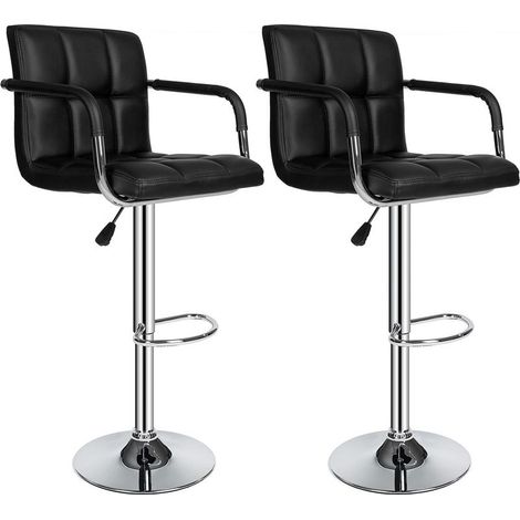 Lot de 2 tabourets de bar- lot de 2 chaises de bar, tabourets, chaises haute bar avec accoudoirs mike- noir (1/5)