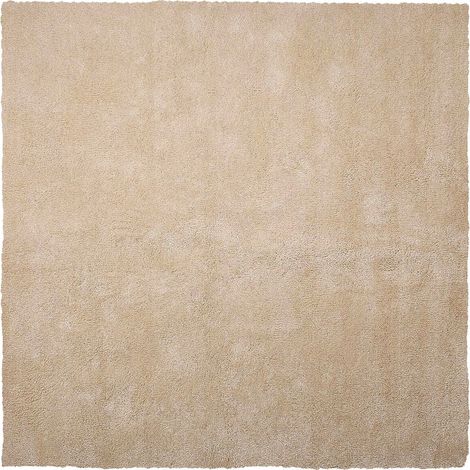 Alfombra de pelo largo beige claro 200 x 200 cm moderna cuadrada Demre