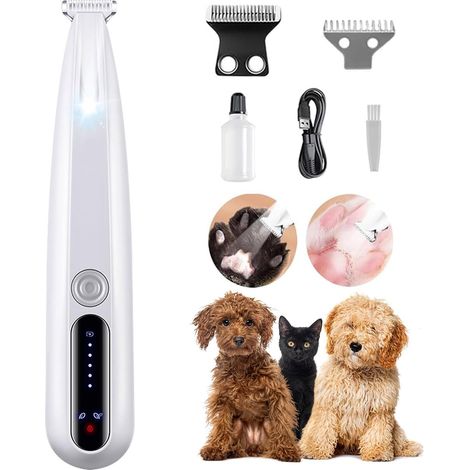 Tondeuse électrique pour poils de chien, rechargeable par USB, silencieuse, avec lumière LED, pour les pattes.-AquaForge (1/5)