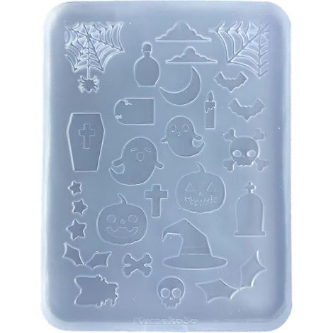 Moule à thème Halloween en silicone pour résine époxy, moule creux pour sable mouvant (1/5)