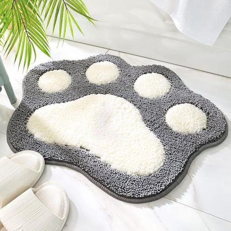 Tappetino da bagno in cotone con gambe - Tappetino antiscivolo per doccia - Pavimento del bagno - Super morbido e assorbente - 45x60 cm - Grigio (1/5)