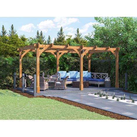 Dunster House Wooden Pergola Garden Plant Frame Furniture Kit Leviathan 5m x 3m