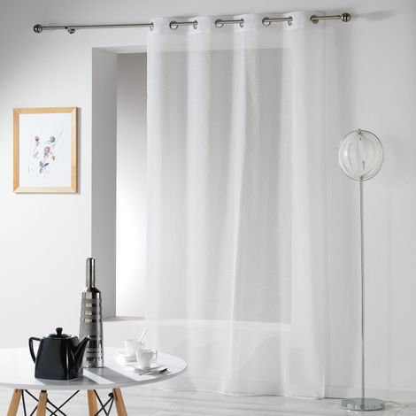 Panneau à oeillets - 140 x 240 cm - Etamine crash telma - Blanc - Livraison gratuite (1/4)