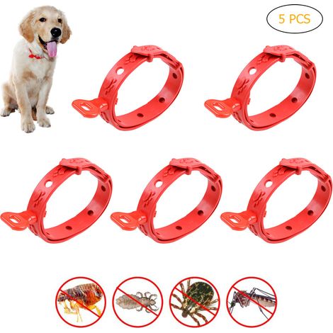 Set mit 5 verstellbaren Silikon-Hundehalsbändern gegen Zecken, Flöhe und Mücken. (1/5)