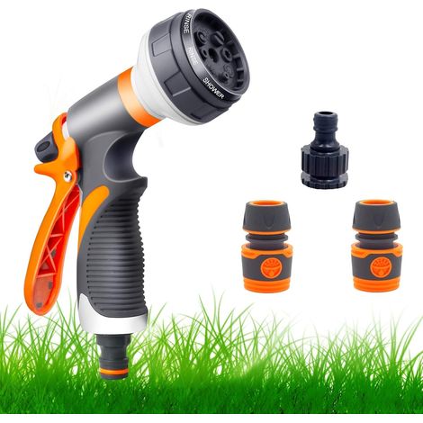 Pistolet d'arrosage pour tuyau de jardin, 8 jets réglables, buse de pulvérisation haute pression (1/5)