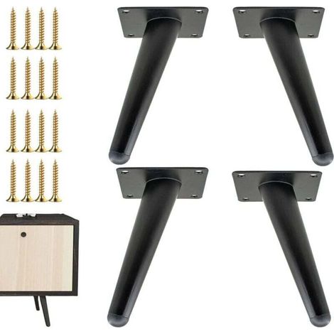 Set of 4 2.5 cm (1 inch) furniture legs, medieval style metal replacement legs, suitable for chairs, sofas, cabinets, tables and DIY projects. (1/4)